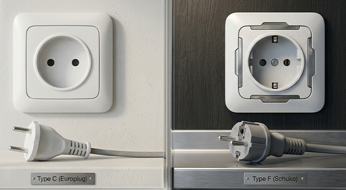 Type C and Type F electrical sockets used in Uzbekistan